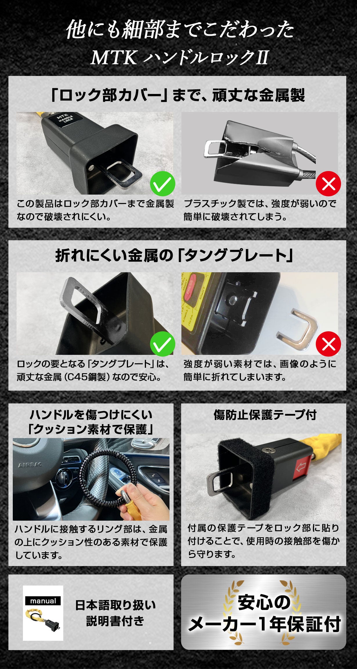 もっと強く！】盗難対策新モデル！切断困難な極太ステンレスのハンドル