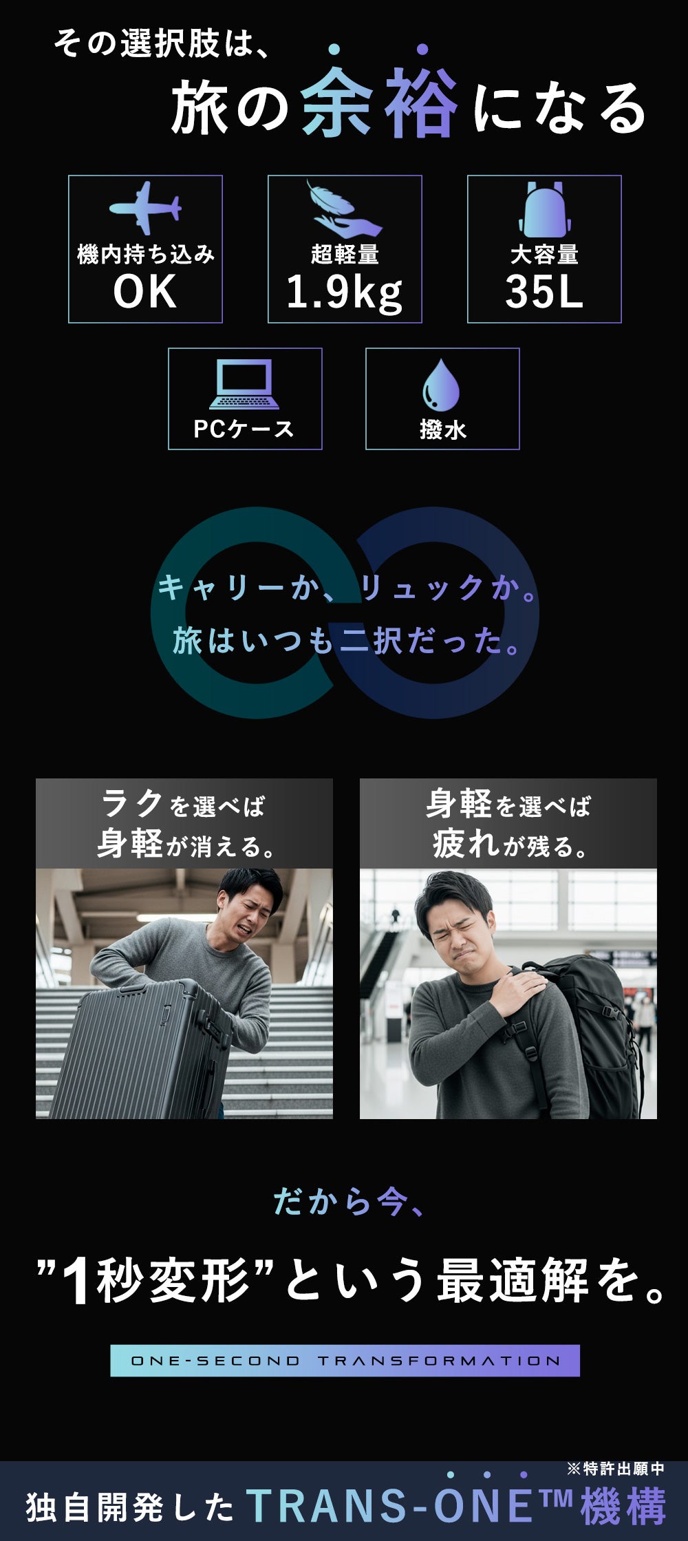 特許出願中】消えるキャスターで旅に革命を。｜あらゆるシーンに瞬間