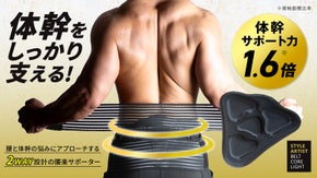 【サポート力が1.6倍※】2本のベルトで腰への負担を軽減し体幹をしっかり支える！