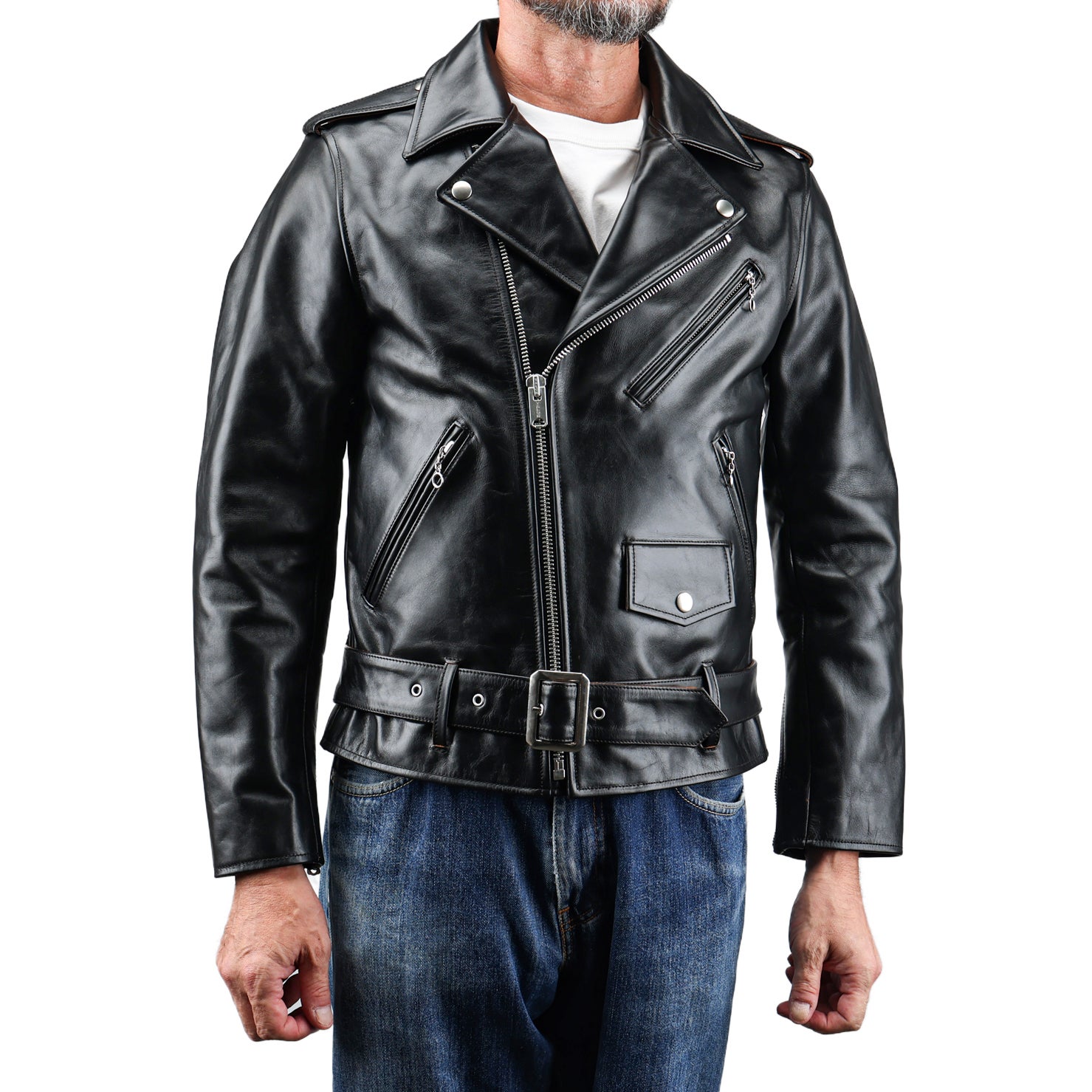 美品！！CALIFORNIA LINE ホースハイドダブルライダース　36 ダブルライダースの基本形デザイン「USライダース」を茶芯ホースハイド