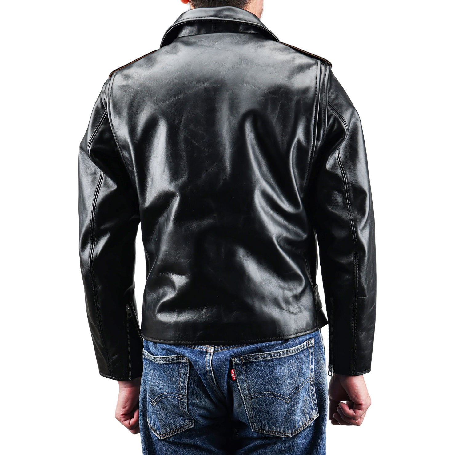 ダブルライダースの基本形デザイン「USライダース」を茶芯ホースハイド