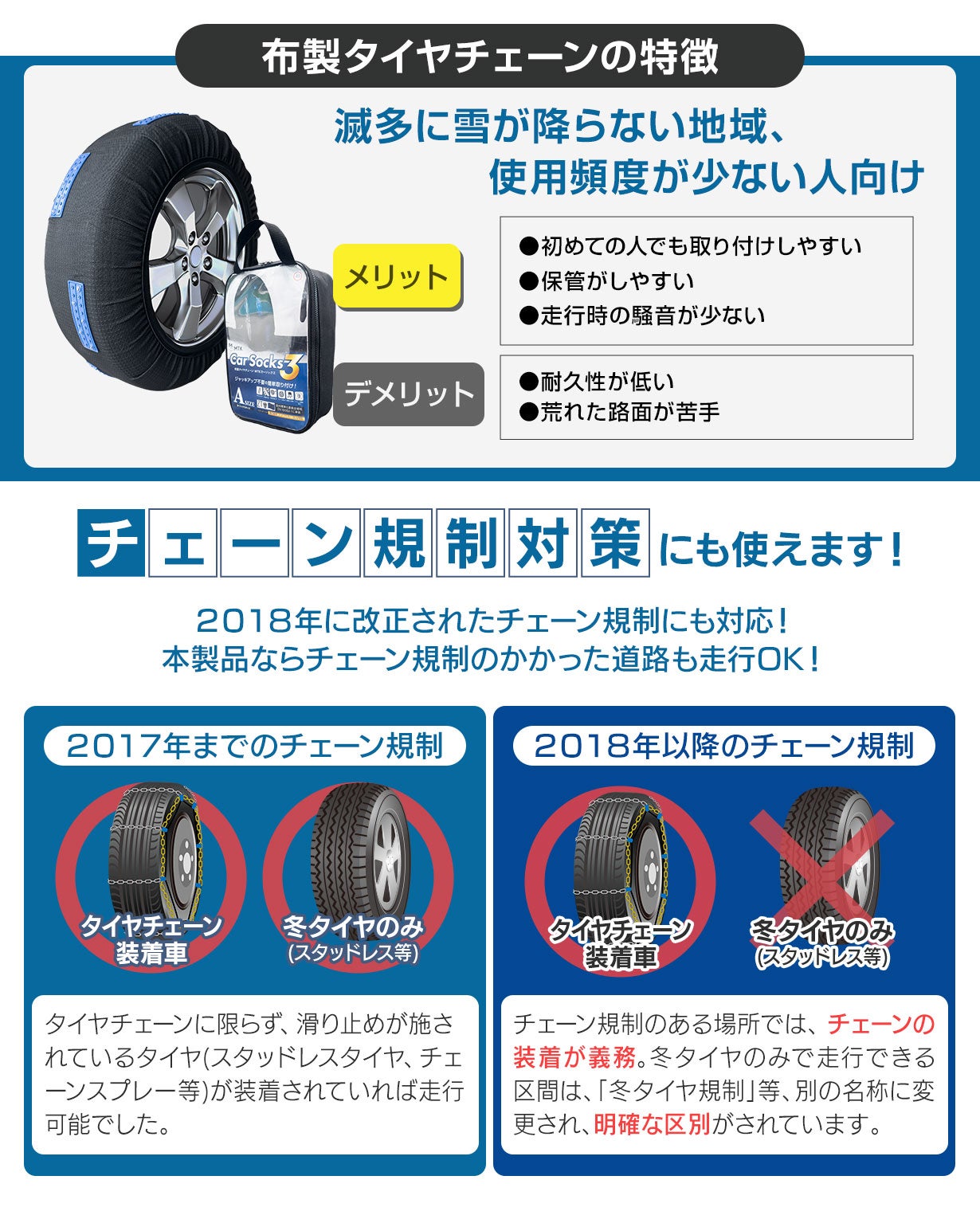 強力グリップで雪道を制す。進化する布チェーン『MTKカーソックス3