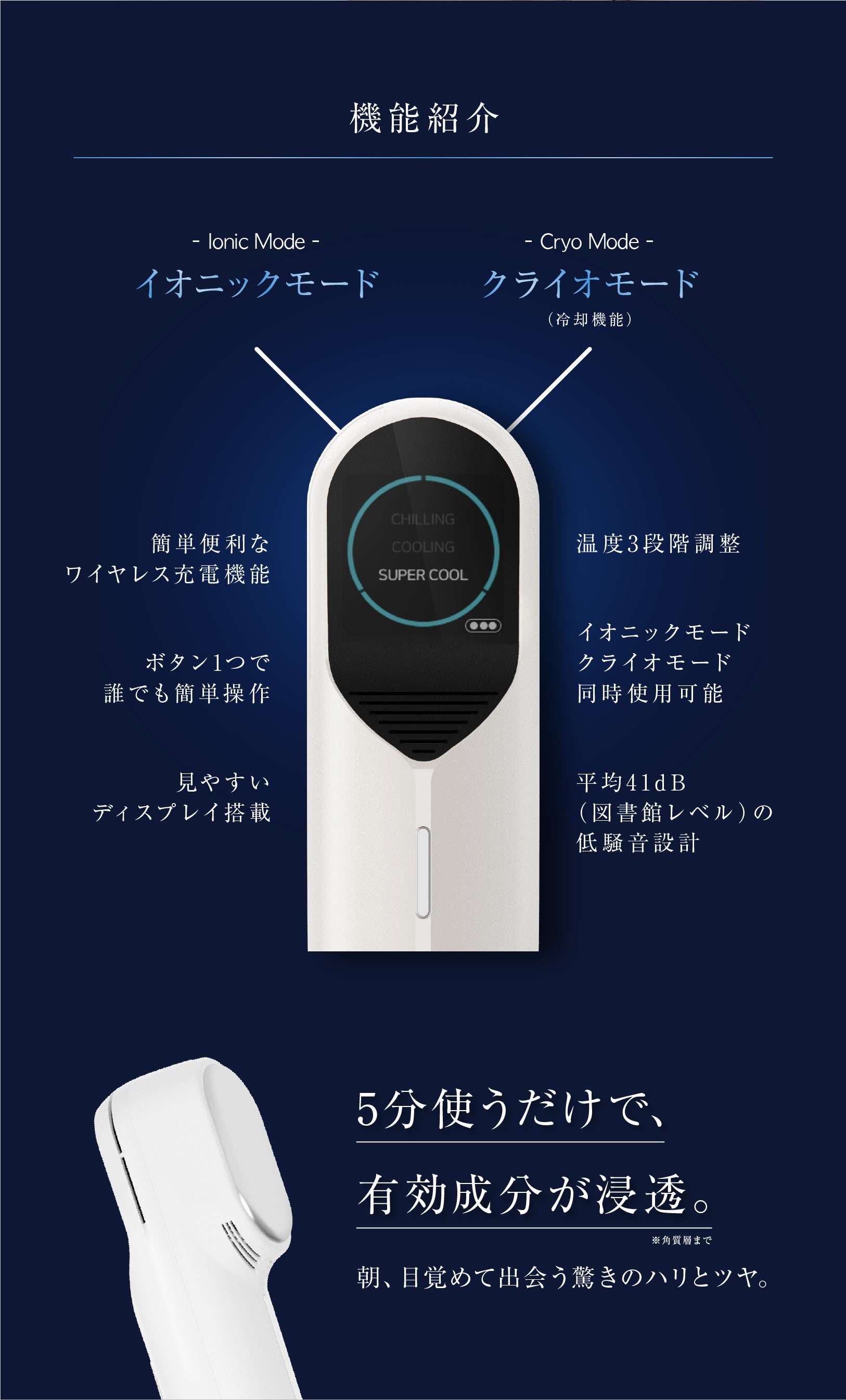 韓国発美顔器！冷却とイオンのハイブリッドケア！ 肌を引き締め・キメ