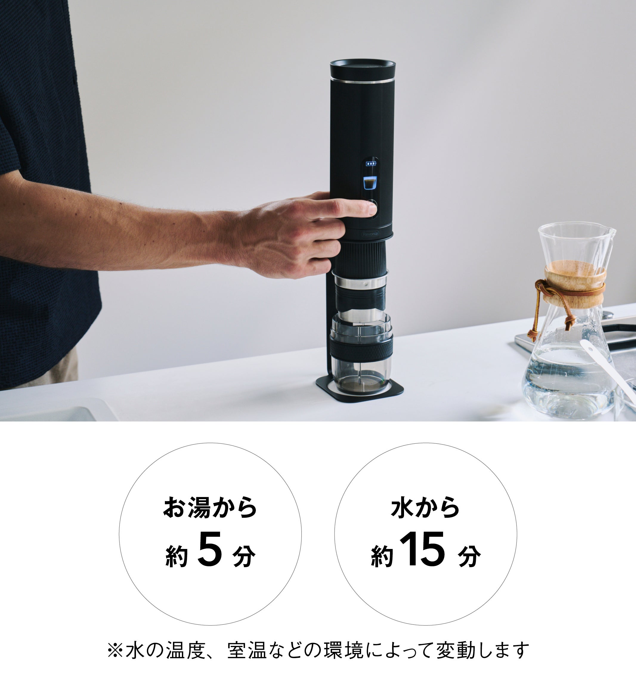 ハンドドリップ再現。水から挽き立ての一杯を｜ポータブル全自動