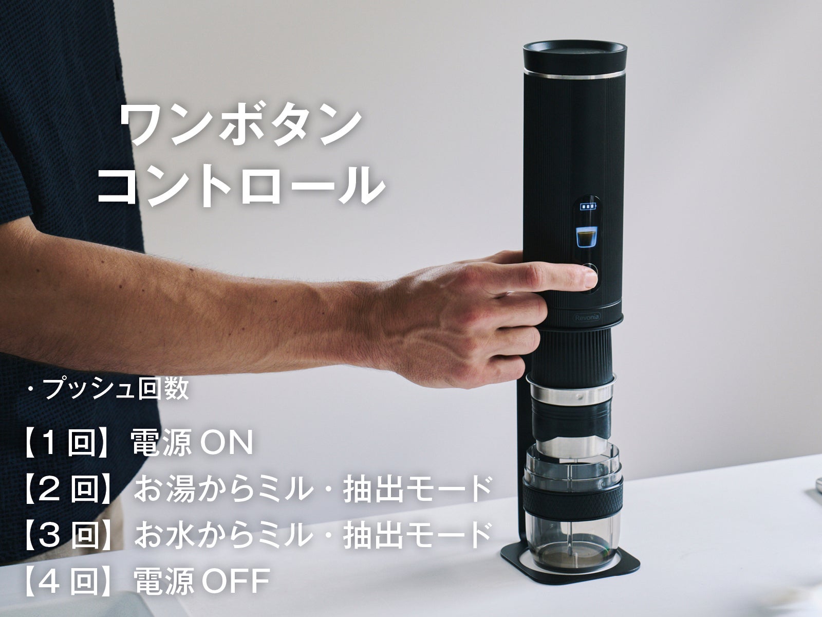 ハンドドリップ再現。水から挽き立ての一杯を｜ポータブル全自動