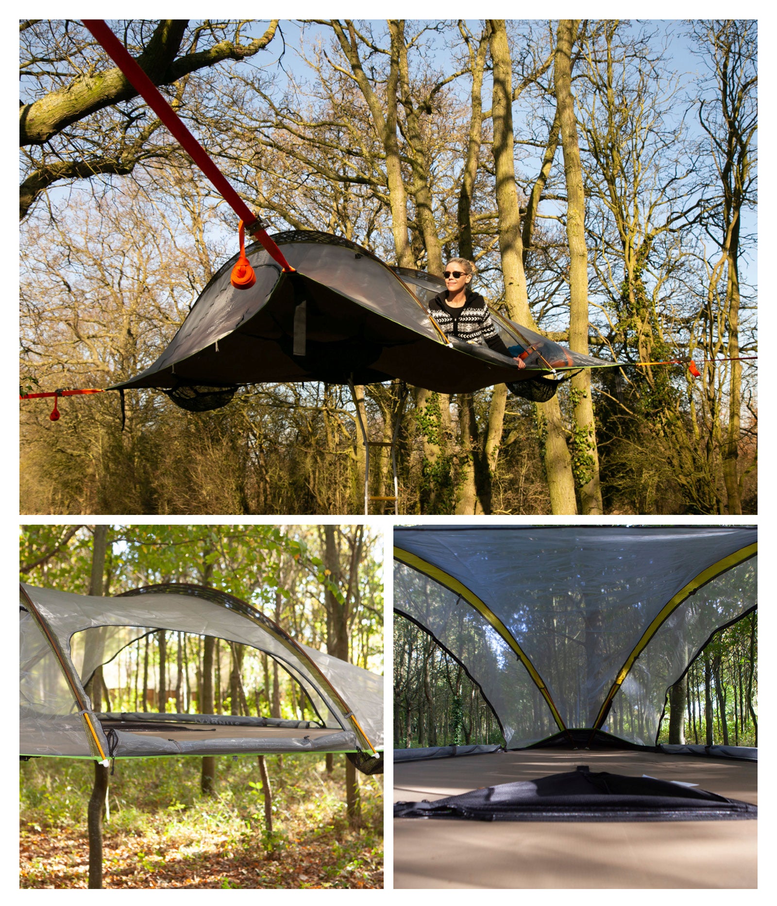 テント×ハンモック】3本の木が“寝室とリビング”を作る。ツリーテント