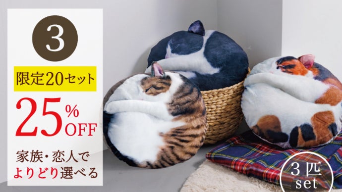 まるで猫！？な『necomaru〜ねこのまんまるクッション〜』新作キジシロ