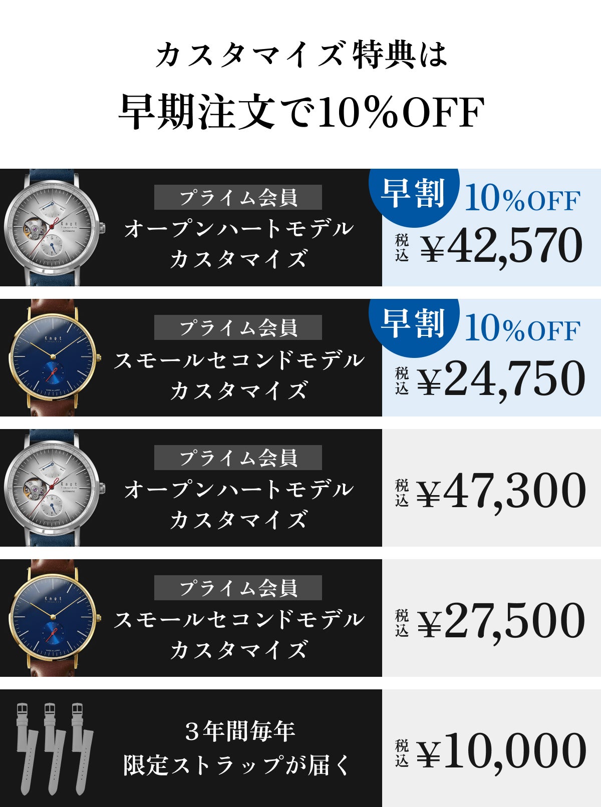 Maker's Watch Knot吉祥寺本店移転記念。プライム会員300人募集
