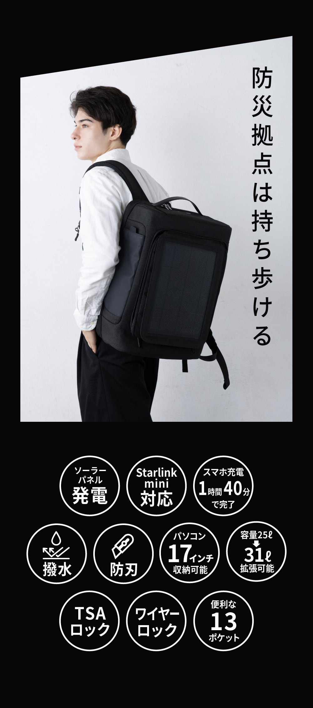 太陽×衛星で電源と通信を生むスターリンクミニ対応ソーラーバッグ