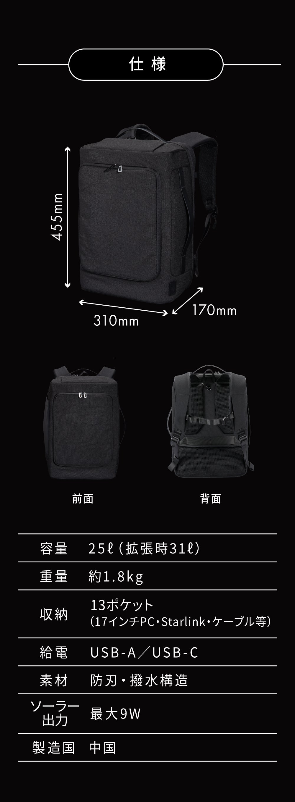 太陽×衛星で電源と通信を生むスターリンクミニ対応ソーラーバッグ