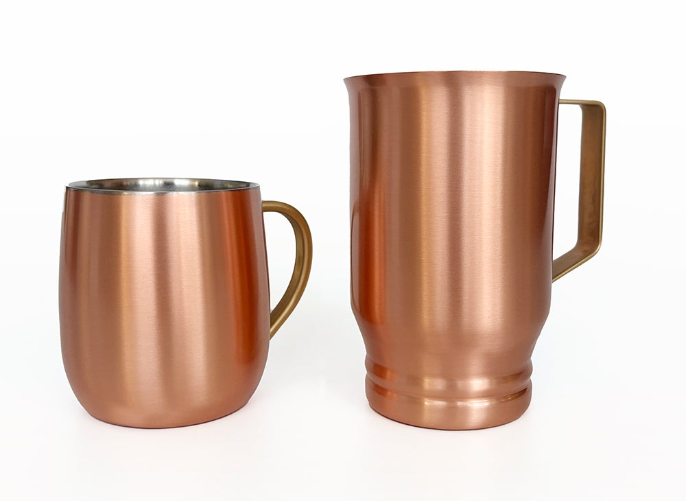 燕三条産。冷たい一杯も温かな一杯も長く美味しく。質感際立つ銅製マグ