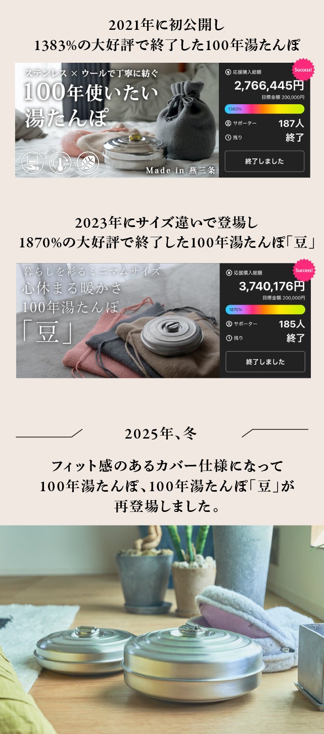 暮らしに、心に優しい温かさを。燕三条の技術で作る100年湯たんぽ｜新