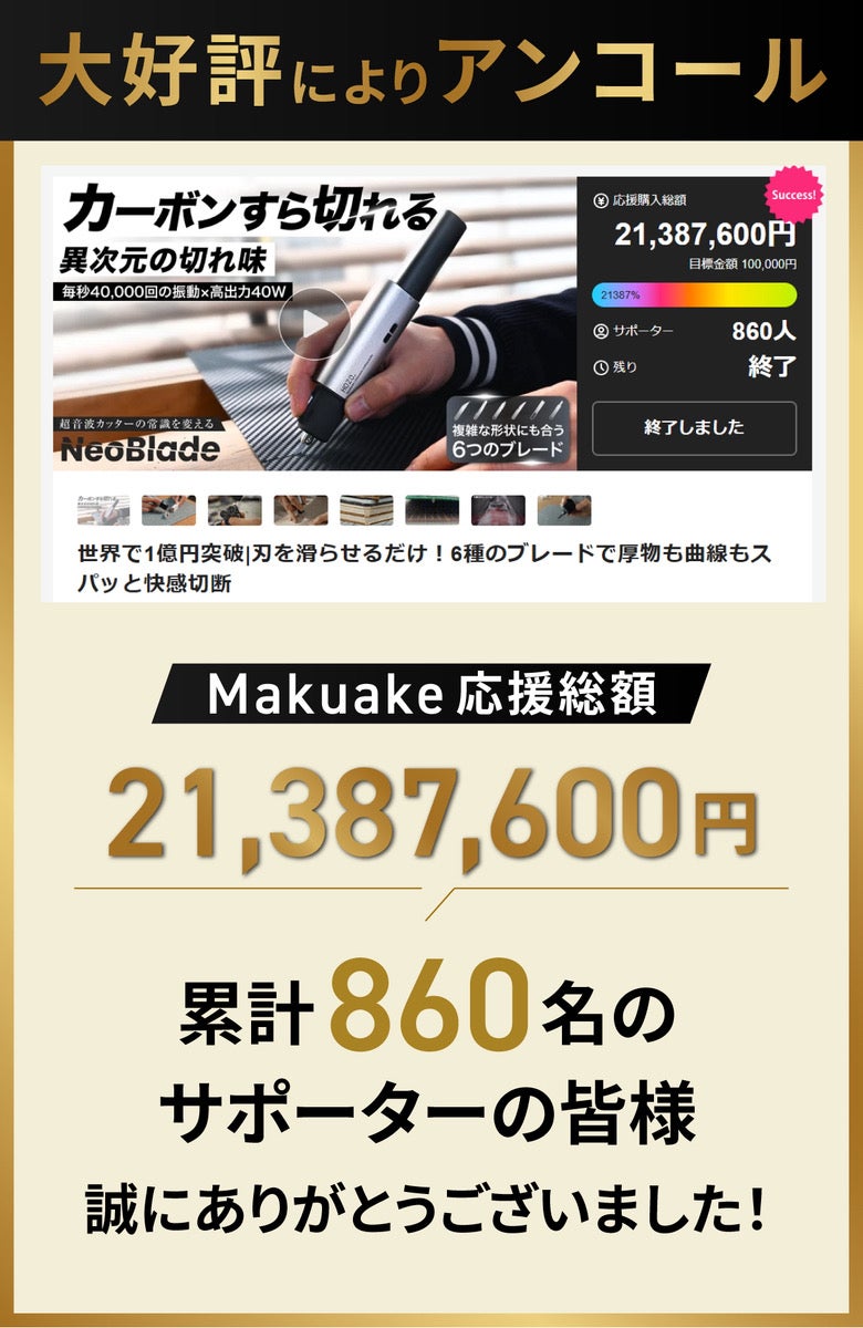 アンコール】世界で1億円突破 | 6種のブレードで厚物も曲線もスパッと