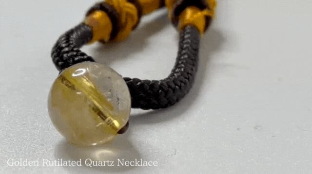 最高太針ルチル金運神社★富を築く勾玉輝くオルゴネックレス 成功を引き寄せる“黄金の針” ルチルクオーツ金運ネックレス