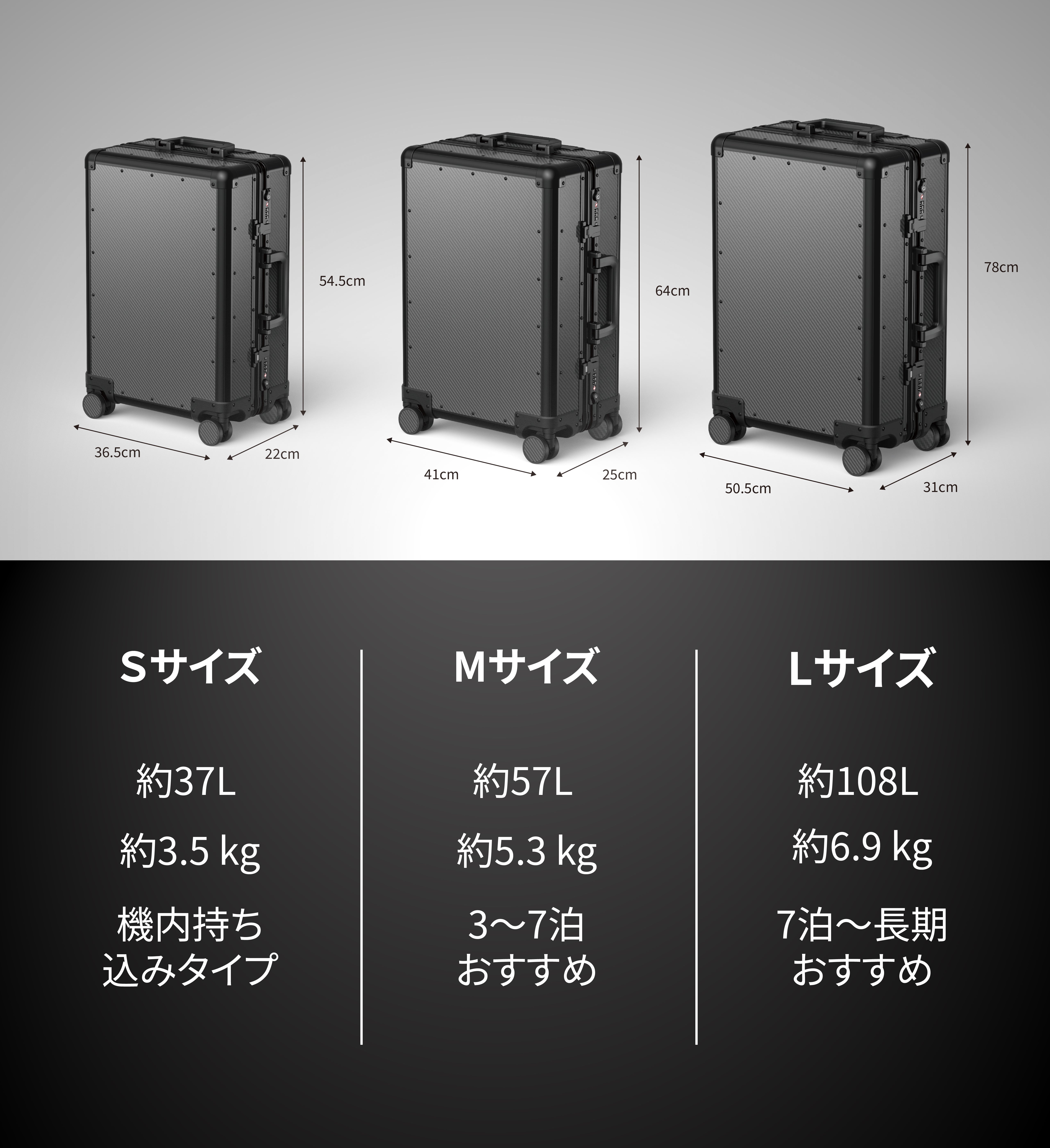 軽くて強いカーボンファイバー採用。長く愛せる一生モノのスーツケース