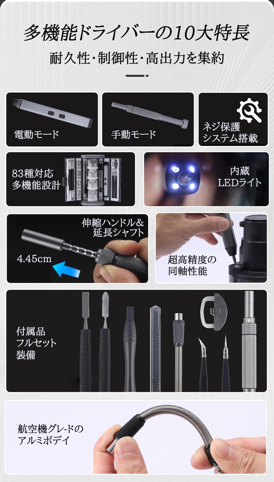 ApexDrive 83-IN-1】作業性と収納性に配慮した電動×手動ツール