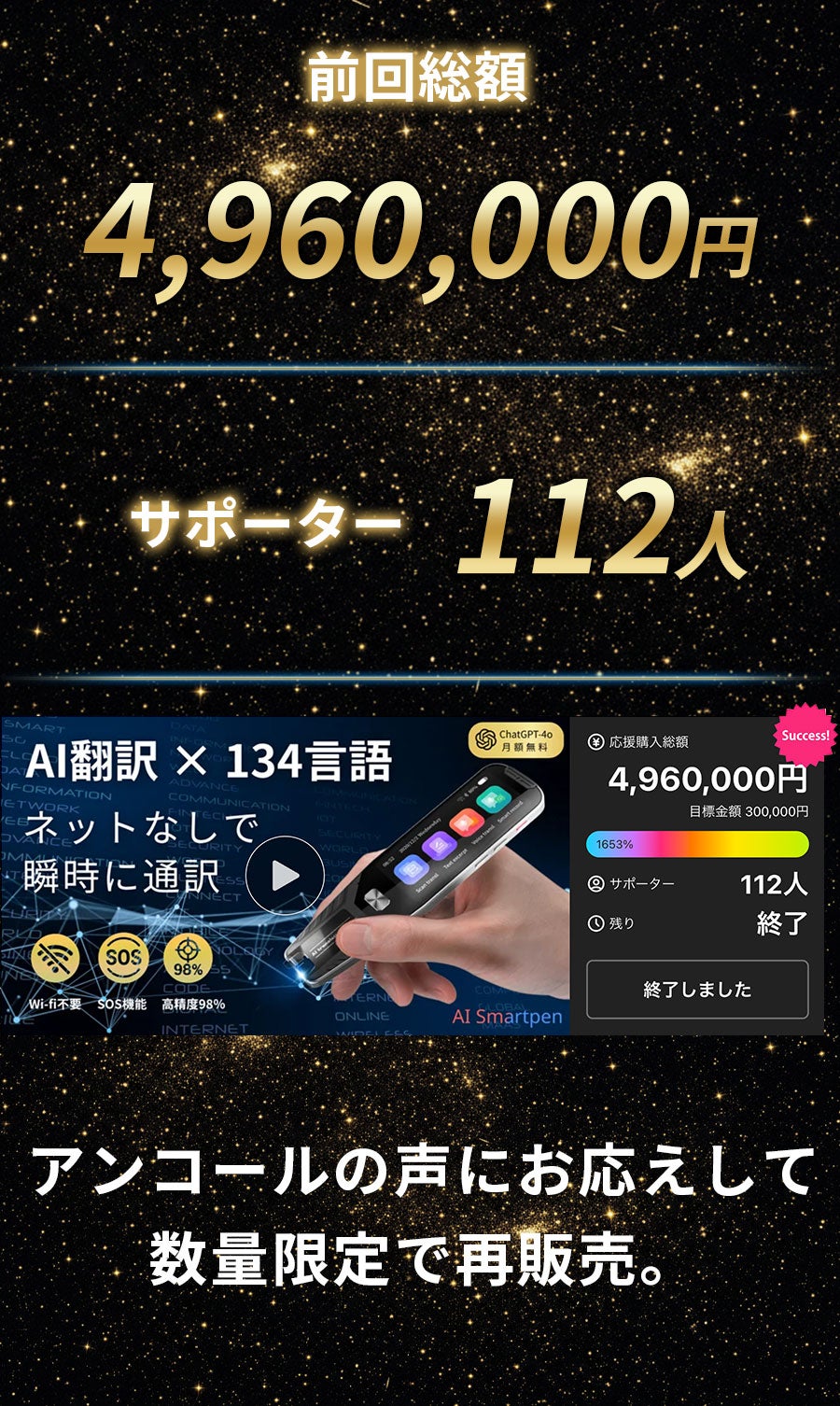 アンコール】旅行・出張・語学に大活躍！SOS搭載の多機能AIスマート