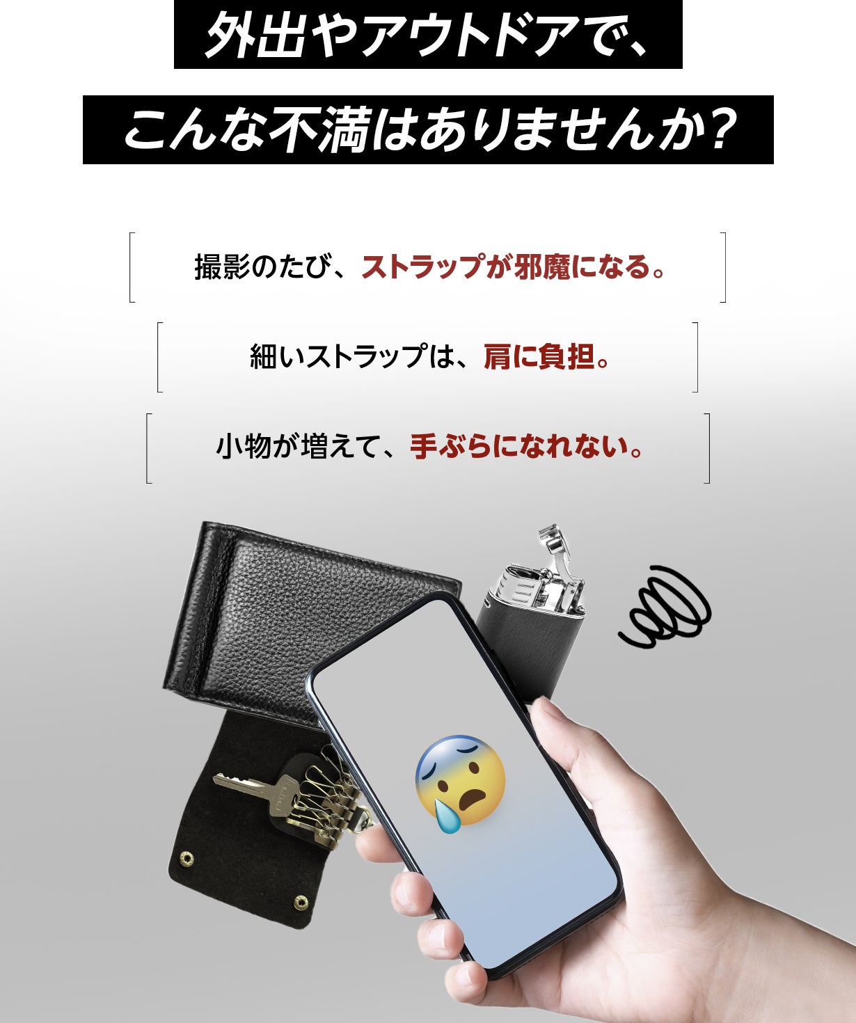 瞬間脱着マグネット＆チタン搭載!必要なモノだけ身につける。スマホ