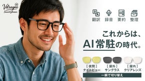 必要な時にすぐに起動。ワンタッチ着脱レンズで昼夜屋内外対応！AIスマートグラス