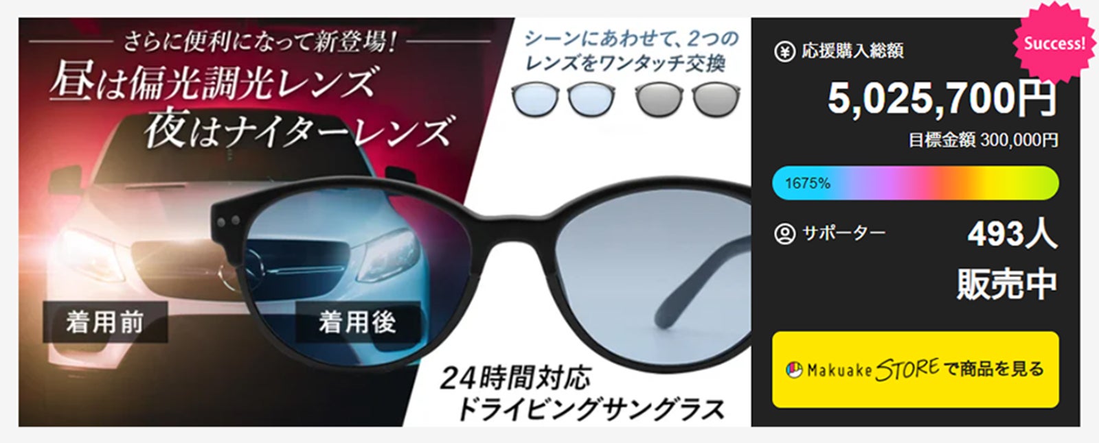 軽量チタンと日本製偏光レンズ採用 ストレートテンプルで簡単脱着可能