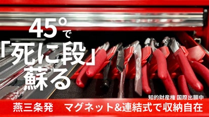 1DIN収納に革命！燕三条発。45度連結式 磁石内蔵プライヤラックで概念