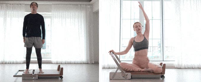 スタジオ級の運動を省スペースで。組立不要なピラティスマシン