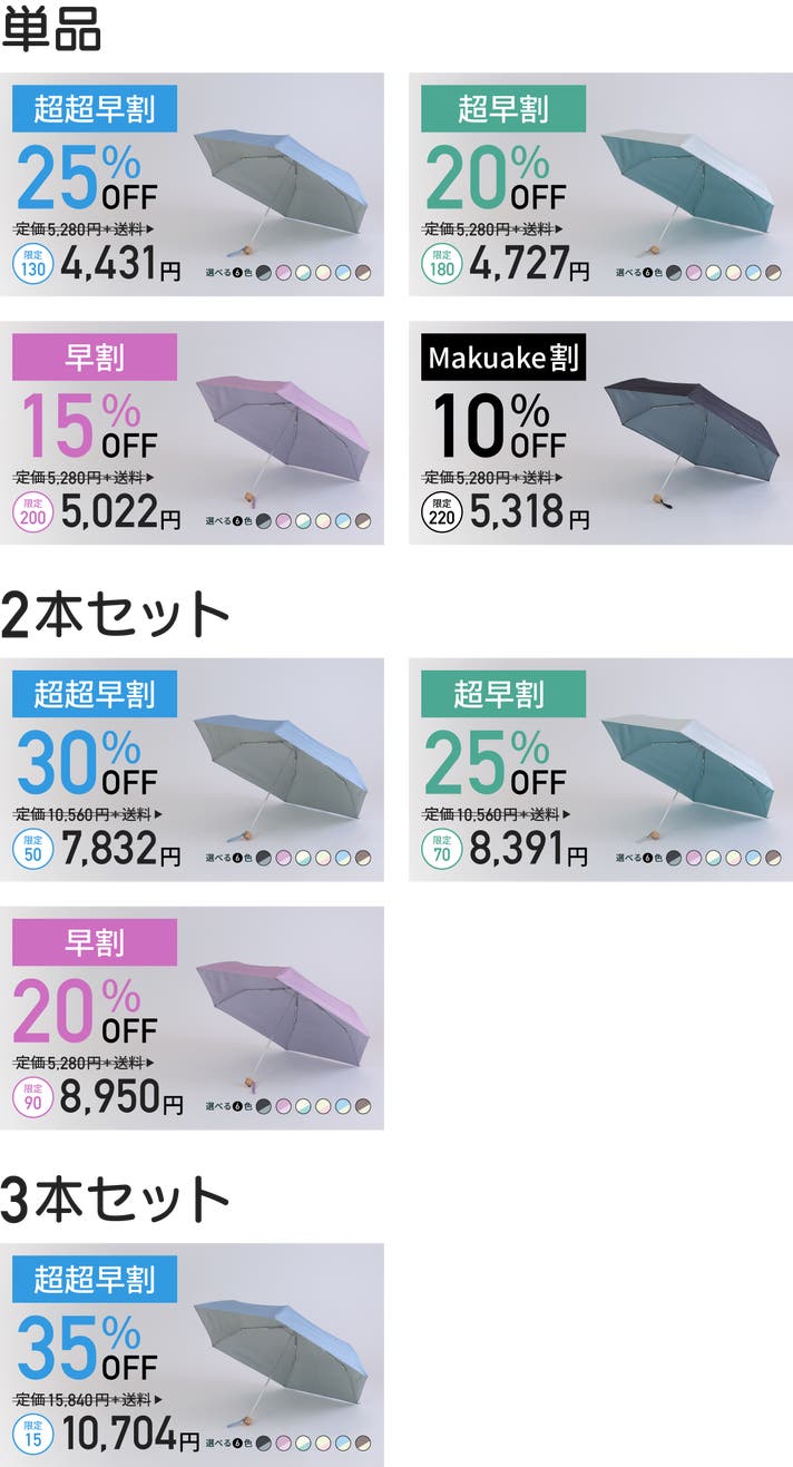 黒くないのに遮光率・UVカット率100%の日傘｜Tsukumo Colors｜マクアケ