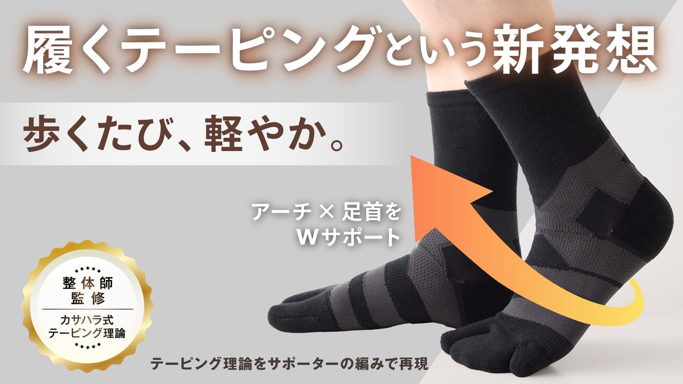 足専門整体が本気で開発！足裏アーチと足首を同時サポートする「履くテーピング」