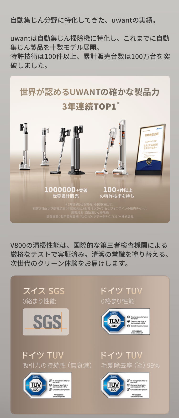 ゴミ地獄、これで終わり。 次世代の自動ゴミ収集掃除機｜UWANT V800