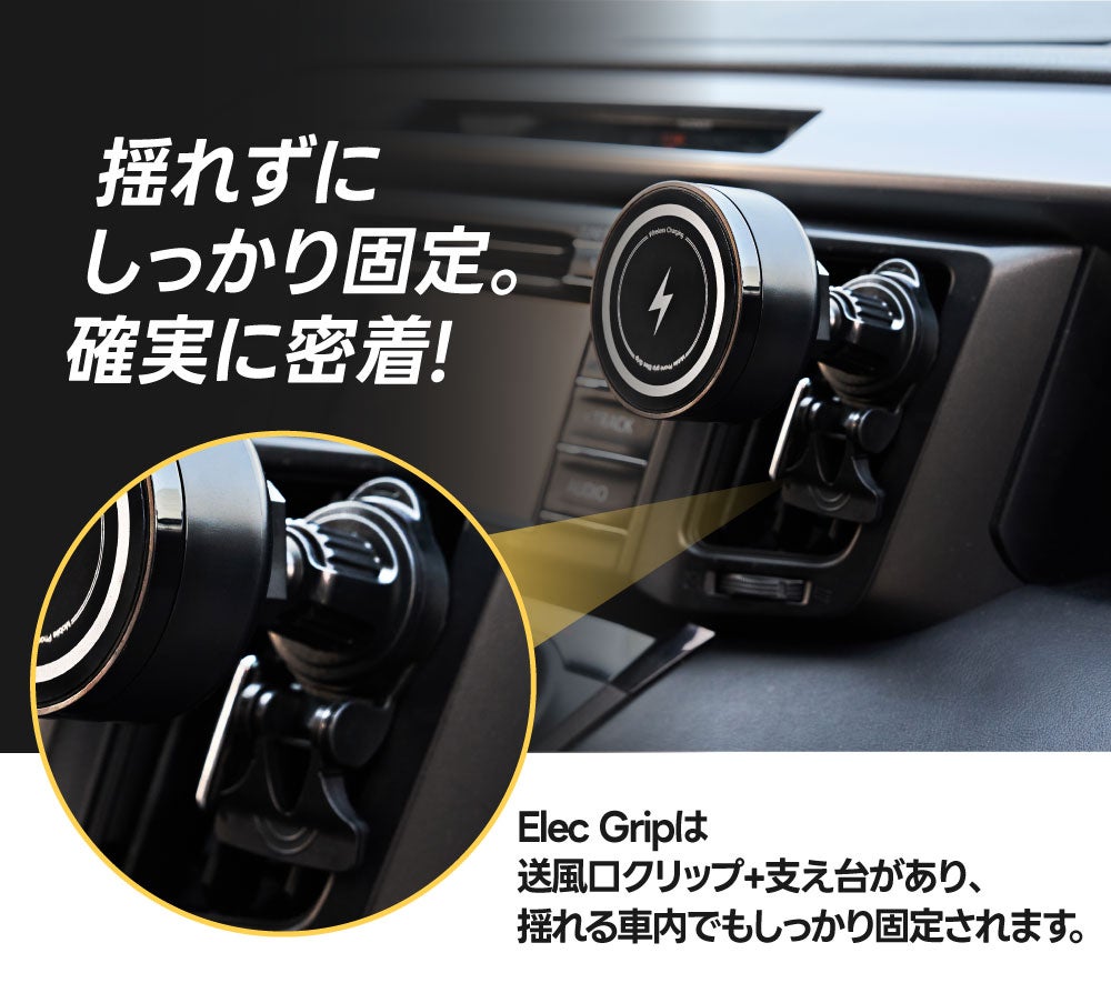 グリップを外さない!車でもオフィスでも1秒でつながる！スマホグリップ