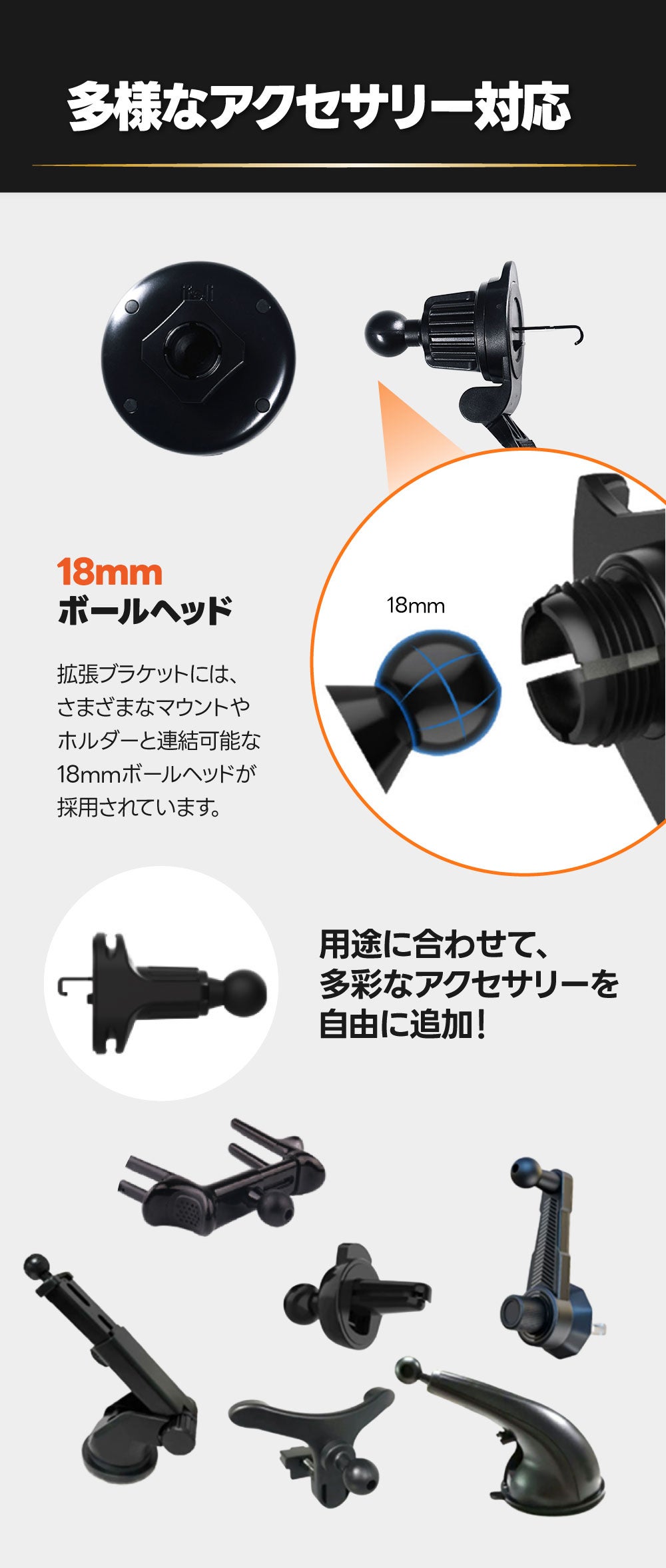 グリップを外さない!車でもオフィスでも1秒でつながる！スマホグリップ