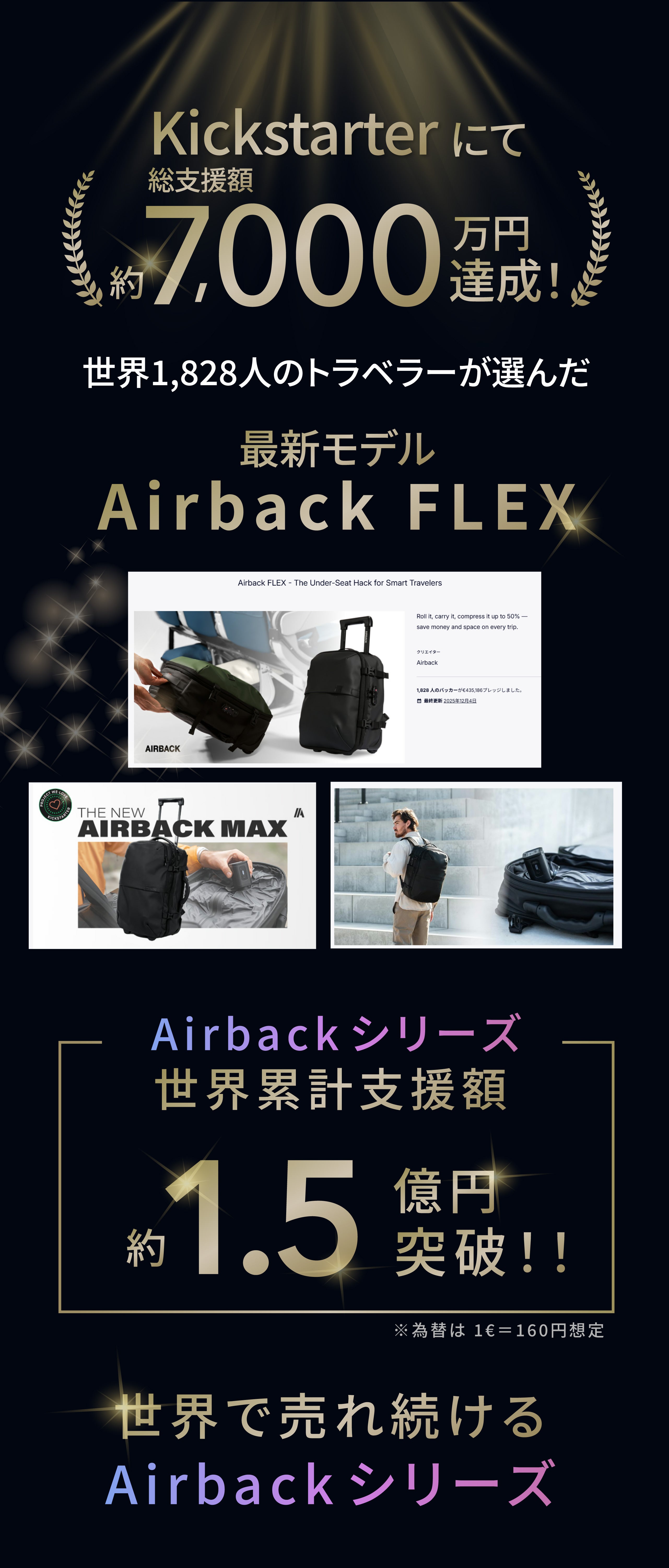 海外クラファン1.5億円達成！最大3泊4日を1つにまとめるAirbackFLEX