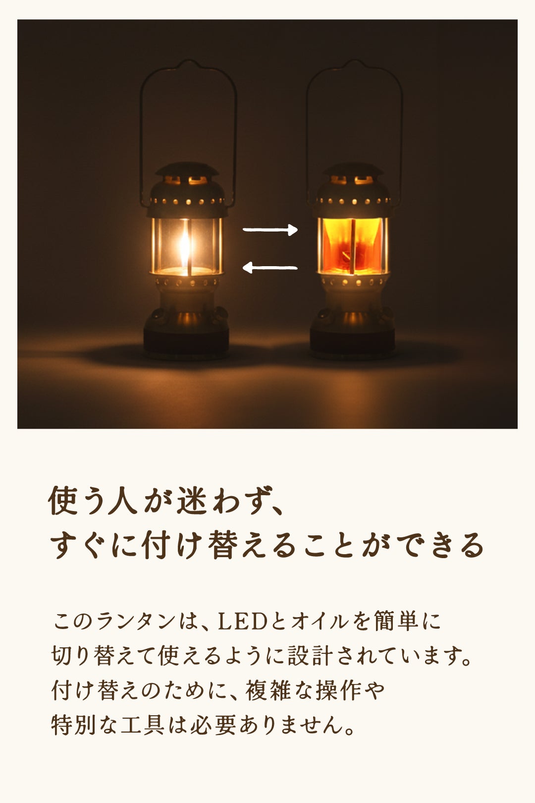灯り」を選ぶ体験。LEDとオイルを1分切替！特許出願構造の真鍮2way