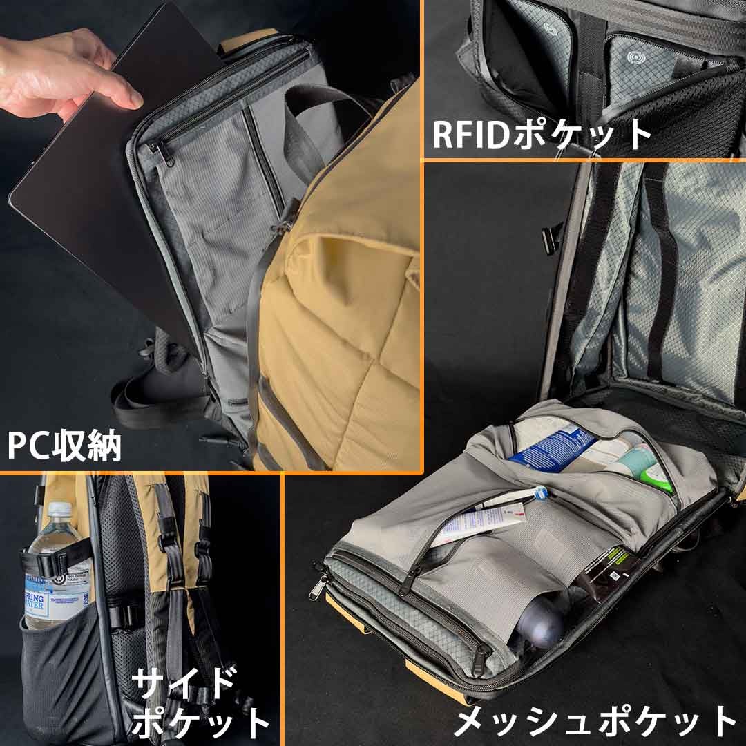 日常から海外旅行までこのバッグ一つで拡張自在！吊り下げて荷物整理も