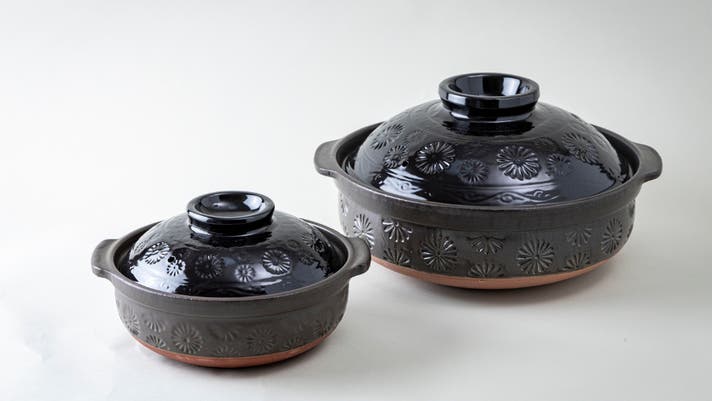 電磁調理器　専用土鍋　セット セラミック撥水で染みない・旨み深まる高蓄熱、こびりつかない黒三島