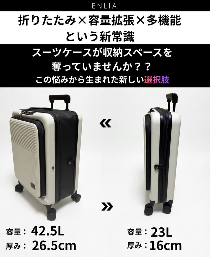 収納も移動も無駄がない。容量が変わる、折りたためる多機能スーツ