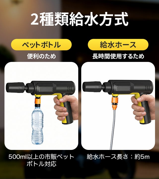 車・自転車・靴の泥汚れに。最大60分使えるコードレスミニ高圧洗浄機で