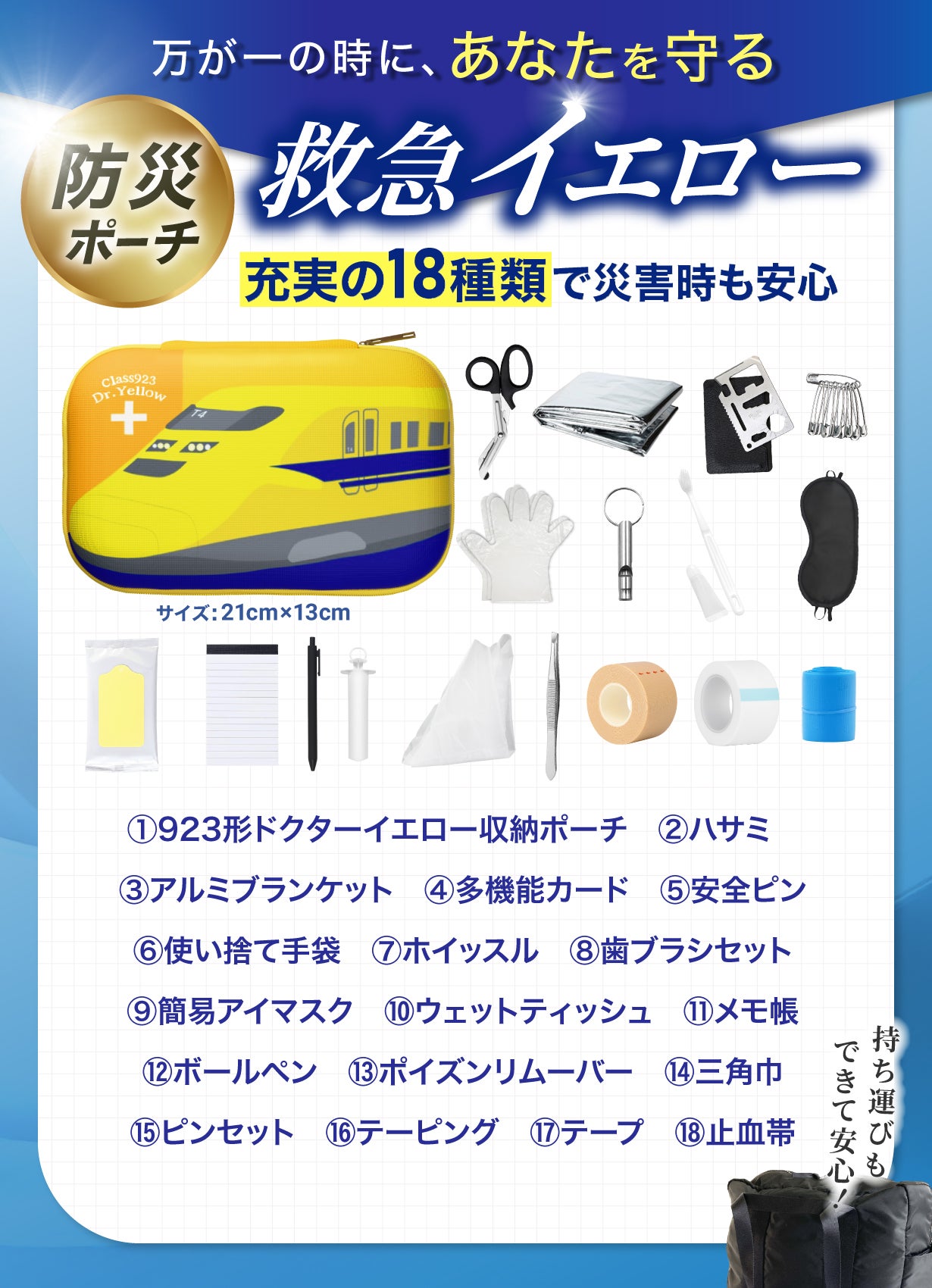JR東海承認済/防災士監修】モバイル防災ポーチ 幸せを運ぶ 新幹線のお
