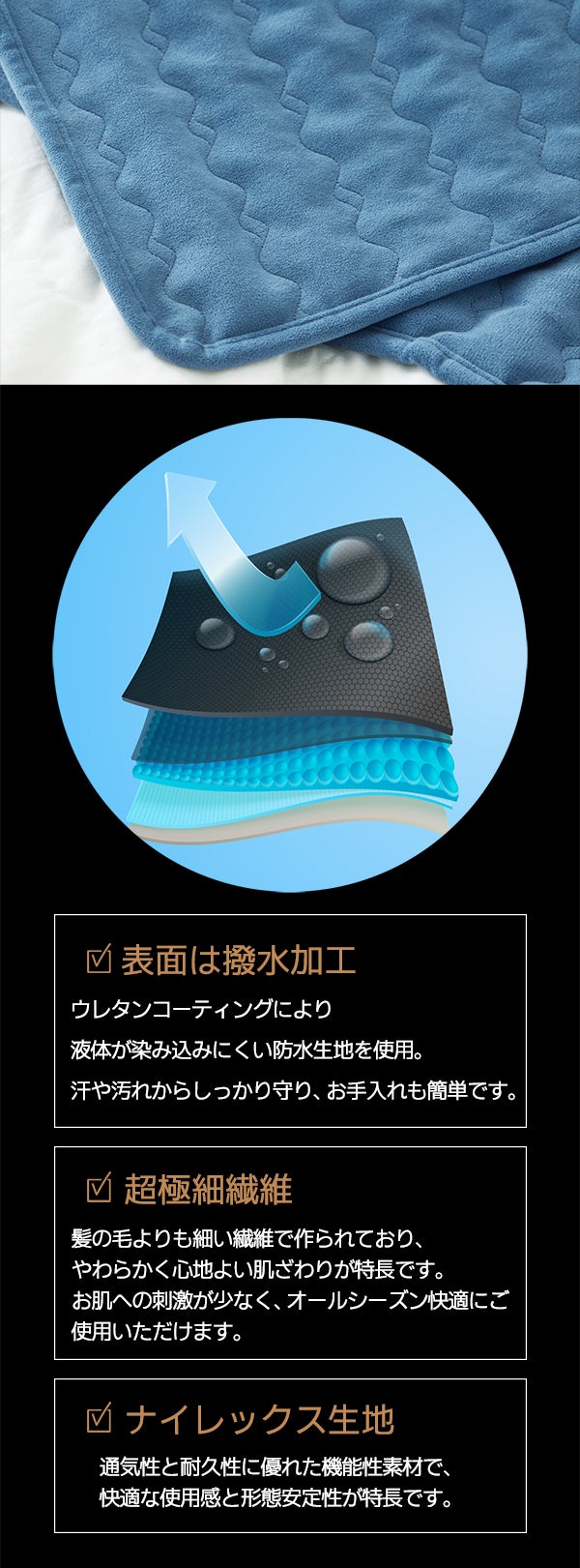 黒雲母を贅沢に詰め込んだ、新発想の重力ブランケット 【BEDMATE U