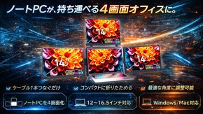 パソコンにたったType-C1本で最大4画面！折りたたみ式ポータブルモニター！