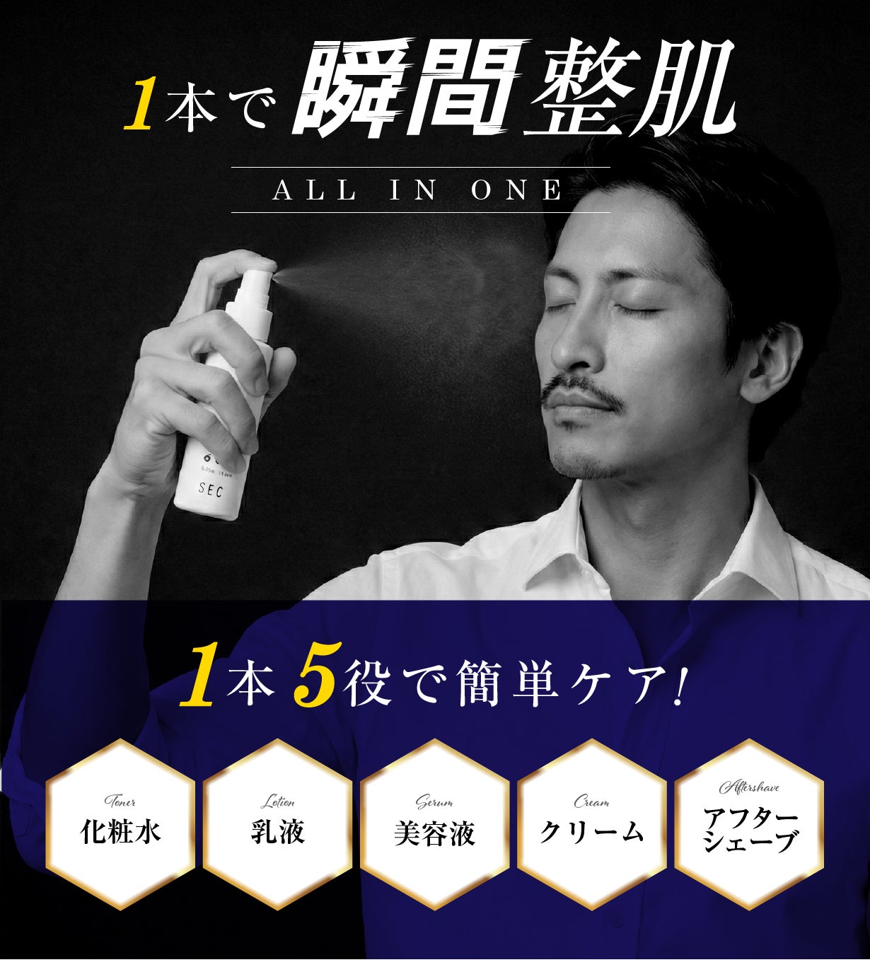 シュシュっと霧状で美容&保湿。男性の肌ハリ・うるおいを本格ケアする
