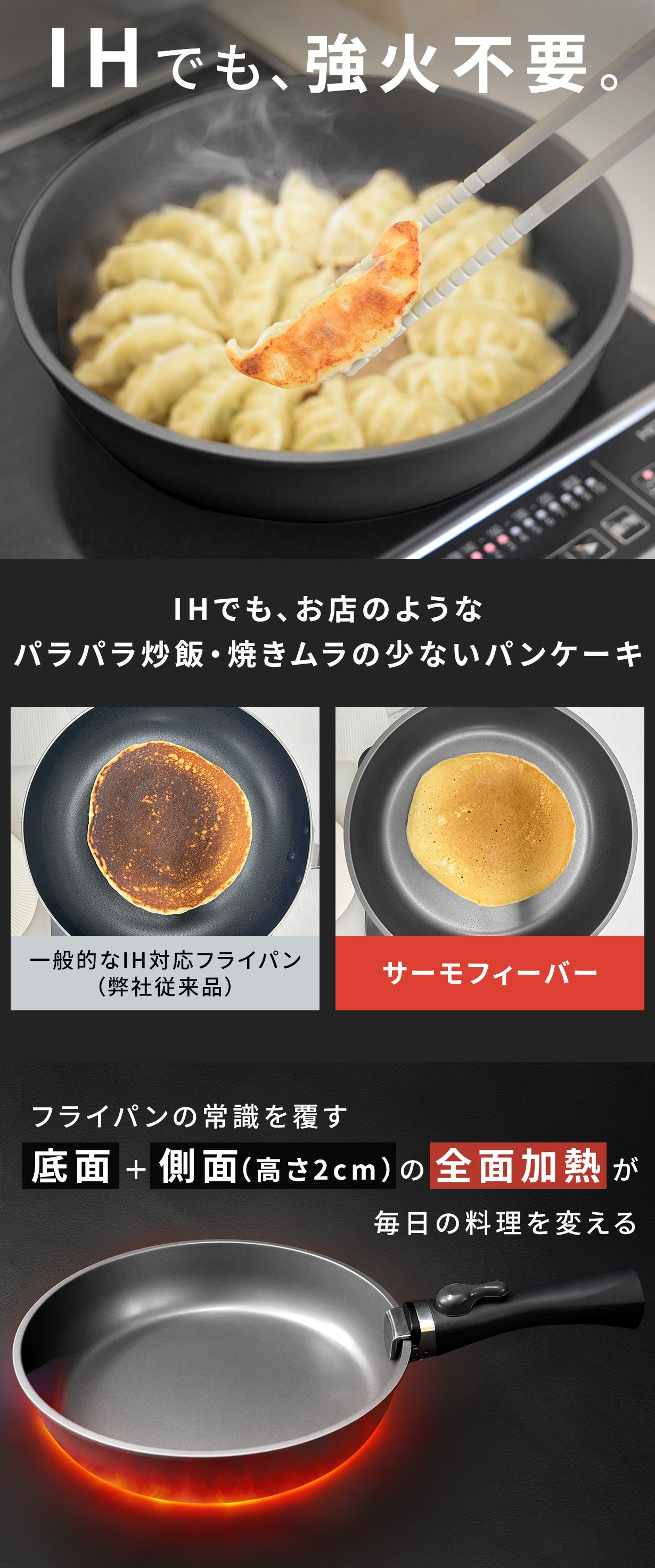 底面＋側面】熱が湧き出す。強火のいらないIH対応フライパン｜サーモ