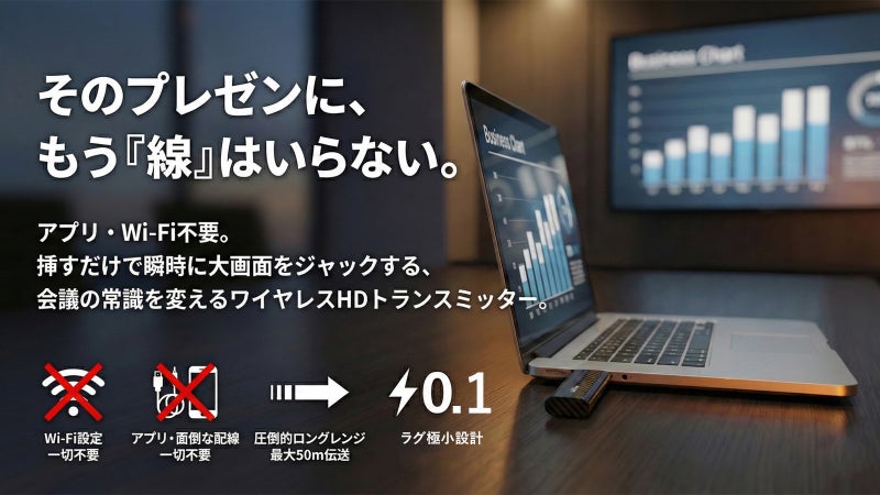 【アプリやWi-Fi設定不要】スマホやPCに挿すだけ！大画面にミラーリングを実現