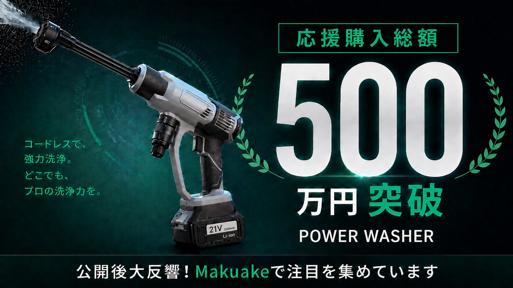 Makuake｜史上最強級パワーを実現「場所を選ばない」高圧洗浄機※自社
