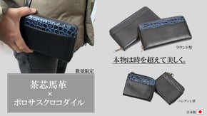 【数量限定】経年変化が楽しめる　茶芯馬革レザー&times;ポロサスクロコダイルのコンビ財布