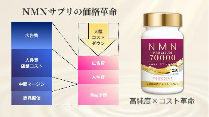医師監修×国内製造。腸へ届く高吸収・高純度NMN。続けやすい1日1粒