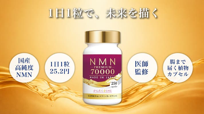 医師監修×国内製造。腸へ届く高吸収・高純度NMN。続けやすい1日1粒