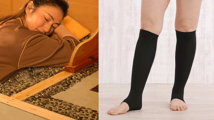 岩盤浴のような温かさ 遠赤外線で足元あったか『かかと付きレッグ