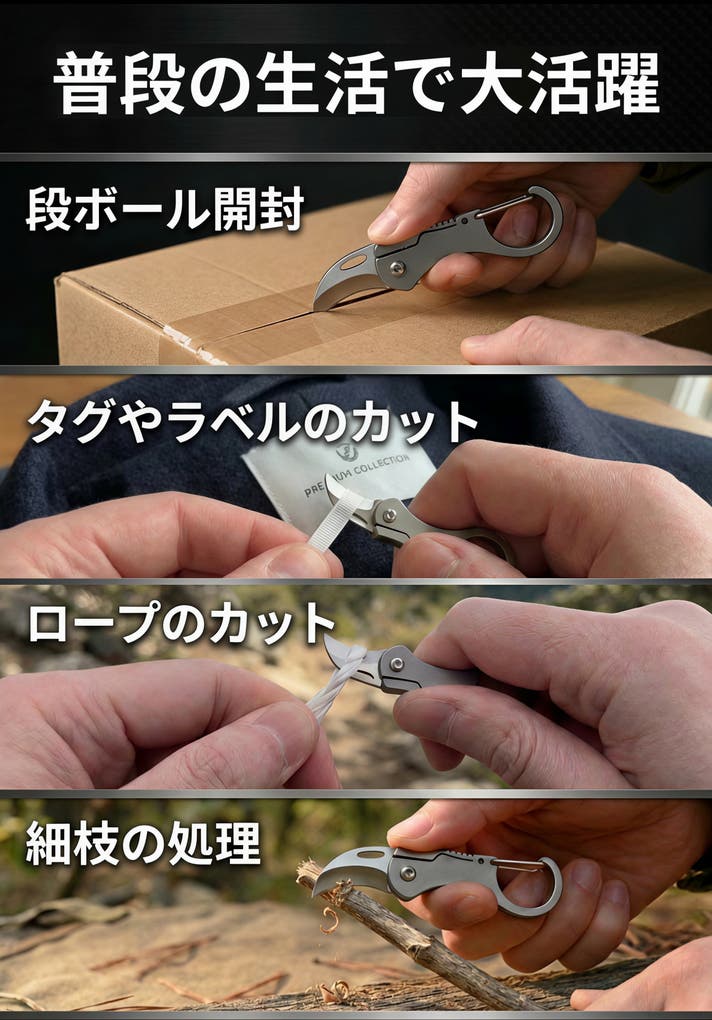 わずか7g！独特のカーブが驚異の切断力を生む、超小型チタン製カラン