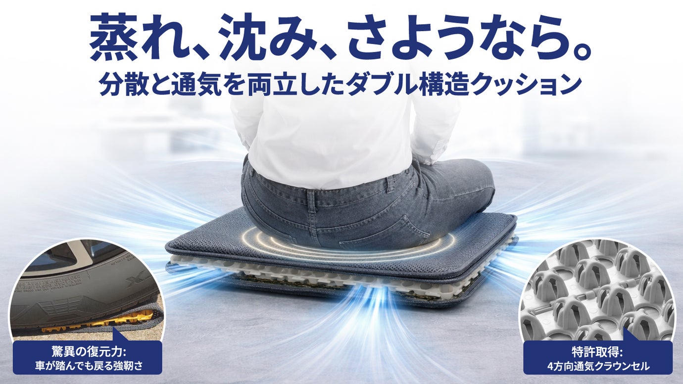 座るだけで涼しい。 4方向通気で汗とクッションを同時に解放3Dクラウンセル座布団
